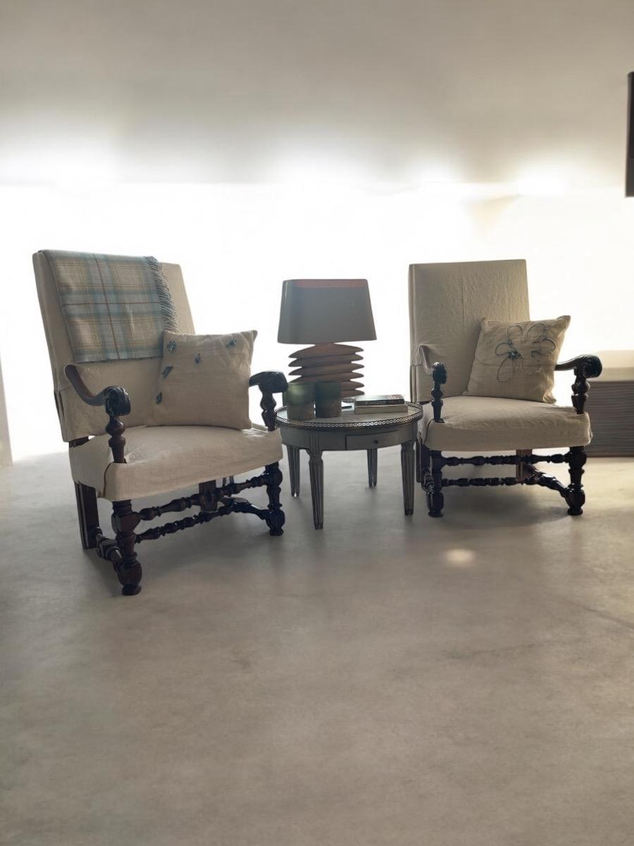 Pair Louis XIV fauteuils